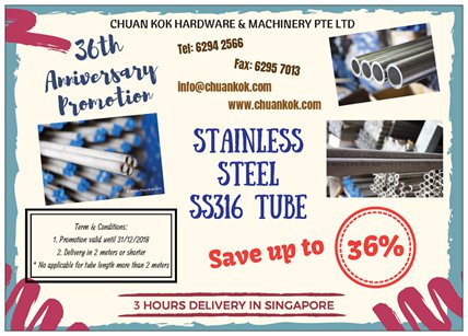 36th Anniversary SS316 Tube promotion!