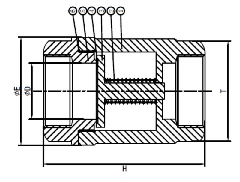 Spring Check Valve Viton Seat Drawing